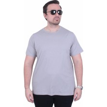 Moc Grande Mocgrande Erkek Büyük Beden Likralı Basic Sıfır Yaka Tişört 11160 Grı