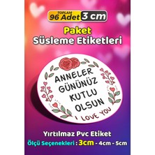 Sb Store Anneler Günü Ambalaj Hediye Paket Süsleme Etiketi Model 179 - 96 Adet 3cm