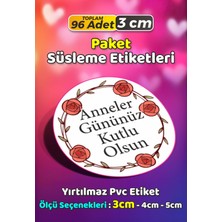 Sb Store Anneler Günü Ambalaj Hediye Paket Süsleme Etiketi Model 176 - 96 Adet 3cm