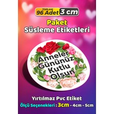 Sb Store Anneler Günü Ambalaj Hediye Paket Süsleme Etiketi Model 191 - 96 Adet 3cm