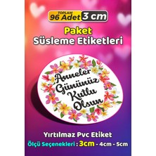 Sb Store Anneler Günü Ambalaj Hediye Paket Süsleme Etiketi Model 188 - 96 Adet 3cm