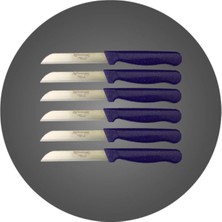 ERHCE 6'lı Tırtıklı Ağız Büyük Simli Mor Meyve Bıçağı Alman Paslanmaz Çelik 3002