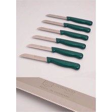 ERHCE Meyve ve Sebze Bıçağı Alman Paslanmaz Çelik Tırtıklı 6 Adet Yeşil Simli