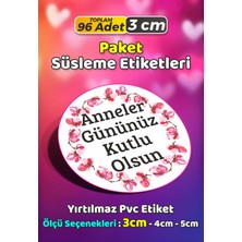 Sb Store Anneler Günü Ambalaj Hediye Paket Süsleme Etiketi Model 202 - 96 Adet 3cm