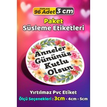 Sb Store Anneler Günü Ambalaj Hediye Paket Süsleme Etiketi Model 208 - 96 Adet 3cm