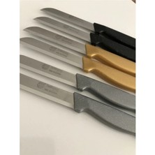 ERHCE Tırtıklı Meyve Sebze Bıçağı Alman Paslanmaz Çelik Simli Siyah Gold Gri