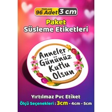 Sb Store Anneler Günü Ambalaj Hediye Paket Süsleme Etiketi Model 183 - 96 Adet 3cm
