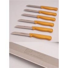 ERHCE Tırtıklı Meyve ve Sebze Bıçağı Alman Paslanmaz Çelik 6 Adet Gold Simli