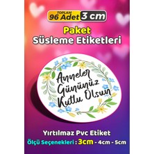 Sb Store Anneler Günü Ambalaj Hediye Paket Süsleme Etiketi Model 184 - 96 Adet 3cm