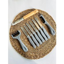 ERHCE 6’lı Gri Meyve ve Sebze Bıçağı Alman Paslanmaz Çelik 2’li Soyacak Set ve Oyacak Bıçağı Alman Paslanmaz Çelik