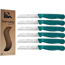 ERHCE Tırtıklı Meyve Alman Paslanmaz Çelik Bıçakları Simli Koyu Yeşil 6 Adet