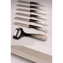 ERHCE Siyah Ebruli Meyve Bıçağı Alman Paslanmaz Çelik ve Soyacak Seti 7 Parça