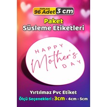 Sb Store Anneler Günü Ambalaj Hediye Paket Süsleme Etiketi Model 215 - 96 Adet 3cm