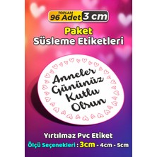 Sb Store Anneler Günü Ambalaj Hediye Paket Süsleme Etiketi Model 174 - 96 Adet 3cm