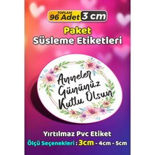 Sb Store Anneler Günü Ambalaj Hediye Paket Süsleme Etiketi Model 222 - 96 Adet 3cm