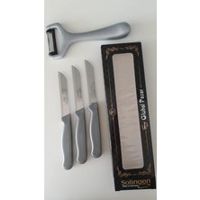 ERHCE 3 Simli Gümüş Gri Meyve Bıçağı Alman Paslanmaz Çelik, Düz Soyacak