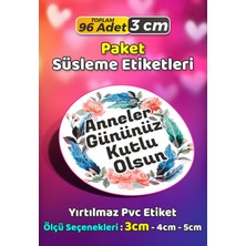 Sb Store Anneler Günü Ambalaj Hediye Paket Süsleme Etiketi Model 185 - 96 Adet 3cm