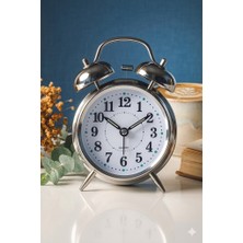Exonix Akar Saniyeli Nostaljik Büyük Boy Masa Çalar Saat Yüksek Alarm Sesi 16,5cm Hediyelik Işıklı Parlak Akrep Yelkovan
