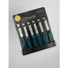 ERHCE 6’lı Tırtıklı Simli Yeşil Meyve ve Sebze Bıçağı Alman Paslanmaz Çelik