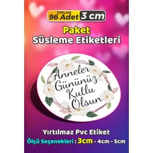 Sb Store Anneler Günü Ambalaj Hediye Paket Süsleme Etiketi Model 233 - 96 Adet 3cm