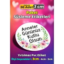 Sb Store Anneler Günü Ambalaj Hediye Paket Süsleme Etiketi Model 221 - 96 Adet 3cm