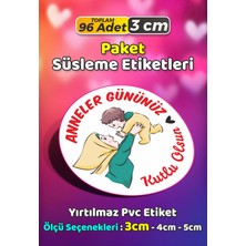Sb Store Anneler Günü Ambalaj Hediye Paket Süsleme Etiketi Model 243 - 96 Adet 3cm