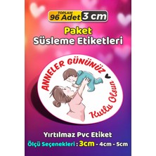 Sb Store Anneler Günü Ambalaj Hediye Paket Süsleme Etiketi Model 244 - 96 Adet 3cm