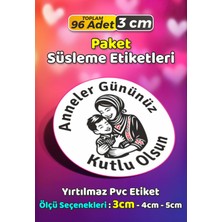 Sb Store Anneler Günü Ambalaj Hediye Paket Süsleme Etiketi Model 266 - 96 Adet 3cm