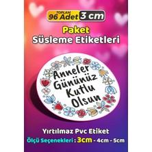 Sb Store Anneler Günü Ambalaj Hediye Paket Süsleme Etiketi Model 254 - 96 Adet 3cm