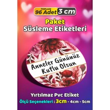 Sb Store Anneler Günü Ambalaj Hediye Paket Süsleme Etiketi Model 257 - 96 Adet 3cm