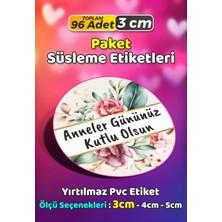 Sb Store Anneler Günü Ambalaj Hediye Paket Süsleme Etiketi Model 256 - 96 Adet 3cm
