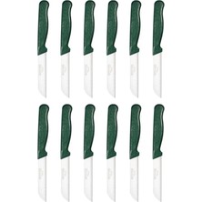 ERHCE Koyu Yeşil Simli Meyve Bıçağı Alman Paslanmaz Çelik 12'li