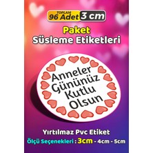 Sb Store Anneler Günü Ambalaj Hediye Paket Süsleme Etiketi Model 268 - 96 Adet 3cm