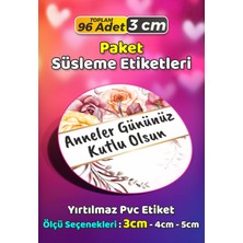 Sb Store Anneler Günü Ambalaj Hediye Paket Süsleme Etiketi Model 258 - 96 Adet 3cm