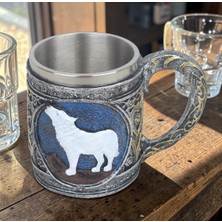 Elifeshop 3D Game Of Thrones Kurt Tasarımlı Kupa Çelik Iç Hazneli Kulplu Dekoratif Bardak 400 ml