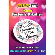 Sb Store Anneler Günü Ambalaj Hediye Paket Süsleme Etiketi Model 231 - 96 Adet 3cm