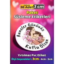 Sb Store Anneler Günü Ambalaj Hediye Paket Süsleme Etiketi Model 247 - 96 Adet 3cm