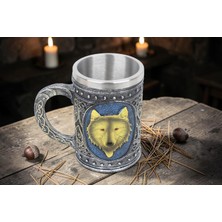 Elifeshop 3D Game Of Thrones Kurt Tasarımlı Bira Kupası Çelik Iç Hazneli Kulplu Dekoratif 600 ml