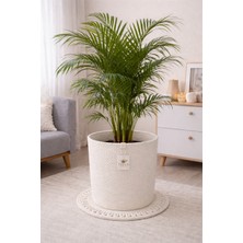 Efuliz Home Jüt-Hasır Çok Amaçlı-Dekoratif-Organizer Saksı Sepeti, Bahçe Düzenleyici Sepet. (En:30-Boy:30 Cm)