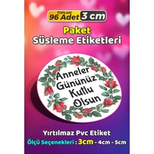 Sb Store Anneler Günü Ambalaj Hediye Paket Süsleme Etiketi Model 235 - 96 Adet 3cm