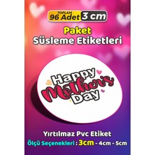 Sb Store Anneler Günü Ambalaj Hediye Paket Süsleme Etiketi Model 248 - 96 Adet 3cm