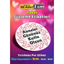Sb Store Anneler Günü Ambalaj Hediye Paket Süsleme Etiketi Model 273 - 96 Adet 3cm