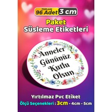 Sb Store Anneler Günü Ambalaj Hediye Paket Süsleme Etiketi Model 274 - 96 Adet 3cm