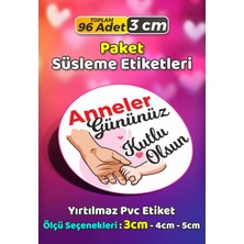 Sb Store Anneler Günü Ambalaj Hediye Paket Süsleme Etiketi Model 245 - 96 Adet 3cm