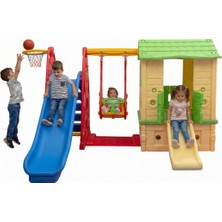 Exectus Kreş Tipi Ağır Gövdeli (68 Kg) Kaydıraklı ve Salıncaklı Oyun Evi