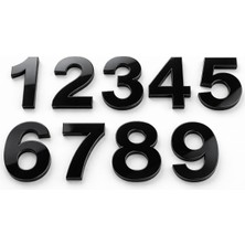 Zafrak Reklam Daire -Otel- Duvar - Kapı Numaraları 1 'den 9'a Kadar 3 mm Siyah Pleksi 10CM Kendinden Yapışkanlı