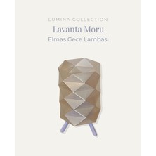 Korixa Korıxa Elmas Tasarım Gece Lambası  Dekoratif Tripod Abajur, LED Masa Lambası Lavanta Moru