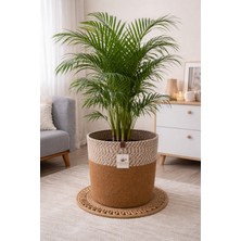 Efuliz Home Jüt-Hasır Çok Amaçlı-Dekoratif-Organizer Saksı Sepeti, Bahçe Düzenleyici Sepet. (En:23-Boy:18 Cm)