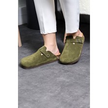 Land Of Cork Haki Kapalı Terlik – Anatomik Doğal Mantar Taban, Hakiki Deri, Ark Destekli Unisex Konfor Terlik