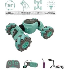 Savlar Store Oyuncak 2.4 Ghz Bilekten ve Uzaktan Kumandalı Işıklı 4x4 Çift Kumandalı Akrobat Araba, Şarjlı Hem Kumanda Hem De Bileklik Kontrollü 4 Teker Işıklı Full Fonksiyon (Yeşil)